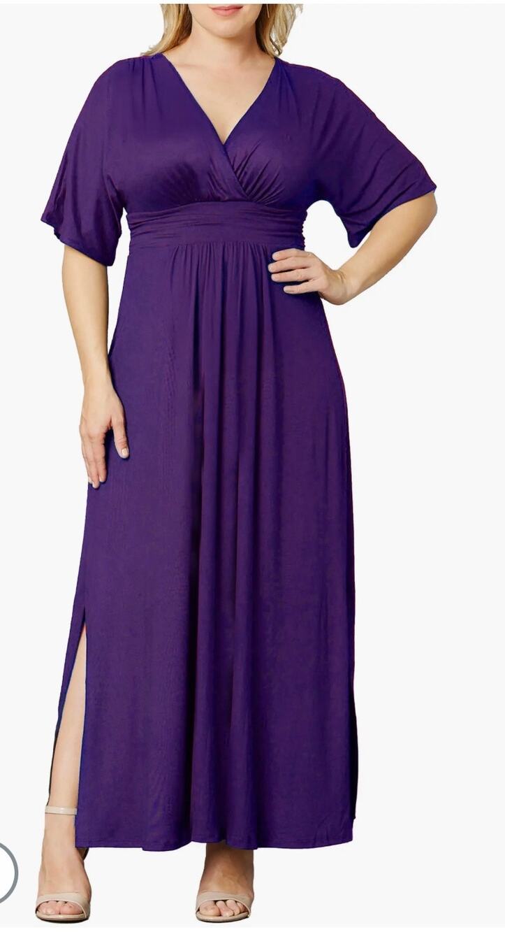 NWT Kiyonna Plum Passion Vienna Maxi Dress Plus 1x Pullover Stretch